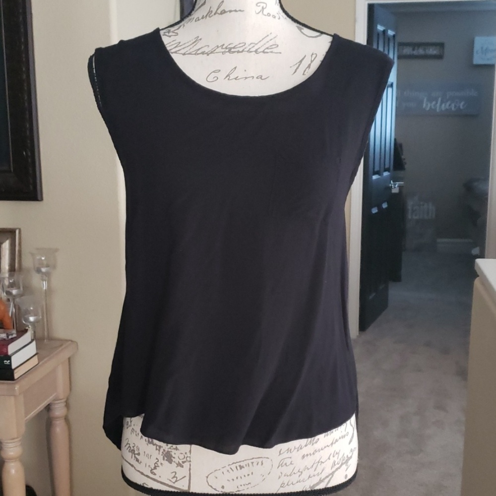 Black open back crop top